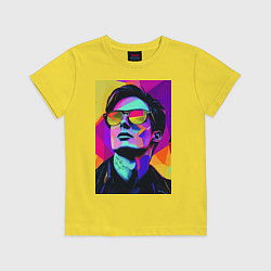 Футболка хлопковая детская Портрет Дурова pop art, цвет: желтый