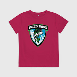 Футболка хлопковая детская Wild bass fishing, цвет: маджента