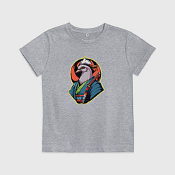 Футболка хлопковая детская Голубь самурай, цвет: меланж