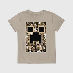 Футболка хлопковая детская Герои Minecraft, цвет: миндальный