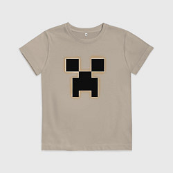 Футболка хлопковая детская Логотип игры Майнкрафт, цвет: миндальный