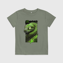 Футболка хлопковая детская Дважды удачливая змея, цвет: авокадо