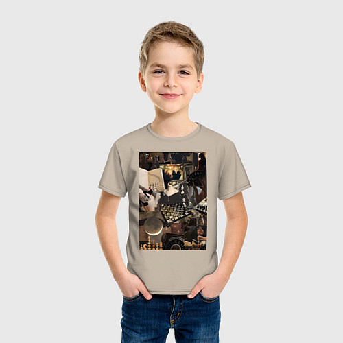 Детская футболка Шахматы коллаж / Миндальный – фото 3