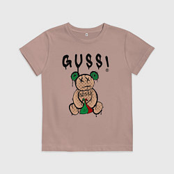 Футболка хлопковая детская Гусси - мишка, гуси, цвет: пыльно-розовый