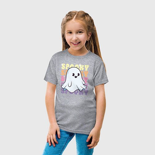 Детская футболка Cute little spooky ghost / Меланж – фото 4