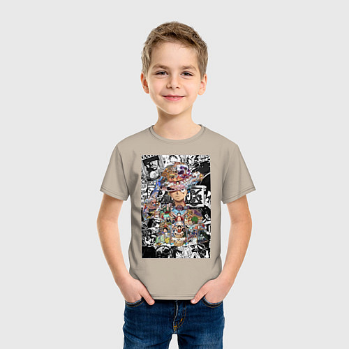 Детская футболка Ван-Пис Луффи коллаж / Миндальный – фото 3