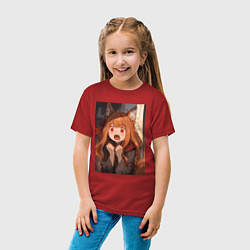 Футболка хлопковая детская Волчица и пряности Холо удивление, цвет: красный — фото 2