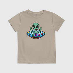 Футболка хлопковая детская Добродушный пришелец, цвет: миндальный
