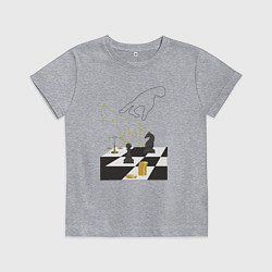 Футболка хлопковая детская Шахматная доска с фигурами, цвет: меланж