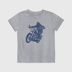 Футболка хлопковая детская Голубь на мотоцикле чоппере байкер, цвет: меланж