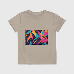 Футболка хлопковая детская Космос яркая абстракция, цвет: миндальный