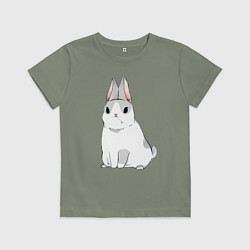 Футболка хлопковая детская Кролик жует траву, цвет: авокадо