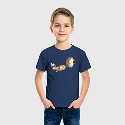 Футболка хлопковая детская Ежик со спущенной лодкой, цвет: тёмно-синий — фото 2