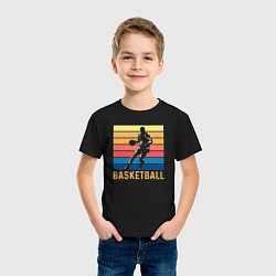 Футболка хлопковая детская Basketball lettering, цвет: черный — фото 2