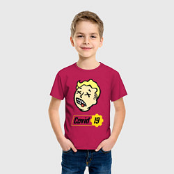 Футболка хлопковая детская Vault boy - covid 19, цвет: маджента — фото 2