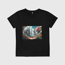 Футболка хлопковая детская Планета фантастика, цвет: черный