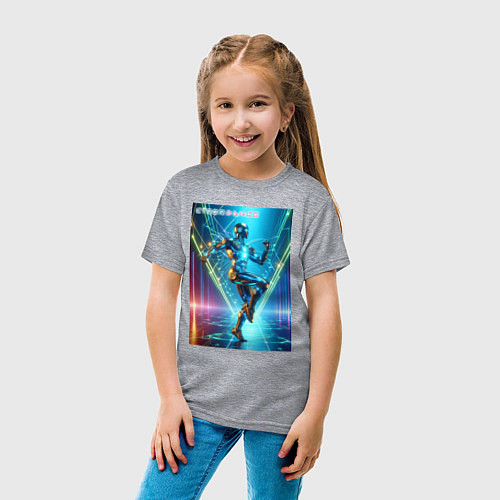 Детская футболка Cool cyber dancer - neon glow / Меланж – фото 4