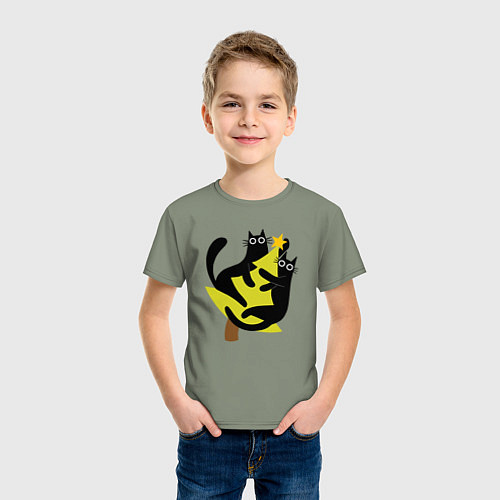 Детская футболка Черные коты на елке / Авокадо – фото 3