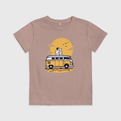 Футболка хлопковая детская Влюблённые на закате солнца, цвет: пыльно-розовый