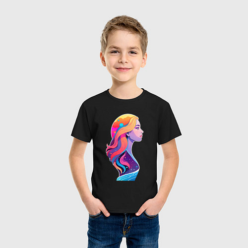 Детская футболка Космос девушка профиль / Черный – фото 3