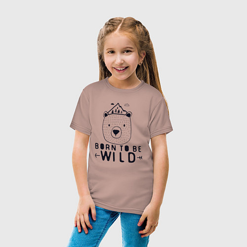 Детская футболка Wild bear / Пыльно-розовый – фото 4