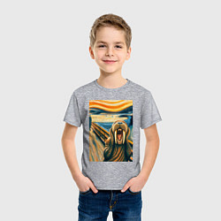 Футболка хлопковая детская Морж кричит на картине Эдварда Мунка - мем искусст, цвет: меланж — фото 2