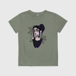 Футболка хлопковая детская Лидия - Битлджус, цвет: авокадо