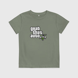Футболка хлопковая детская GTA5 игровое лого, цвет: авокадо