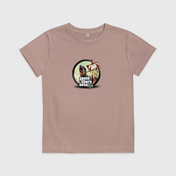 Футболка хлопковая детская Grand Theft Auto V logotype, цвет: пыльно-розовый