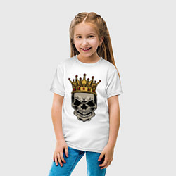Футболка хлопковая детская Череп с короной, цвет: белый — фото 2