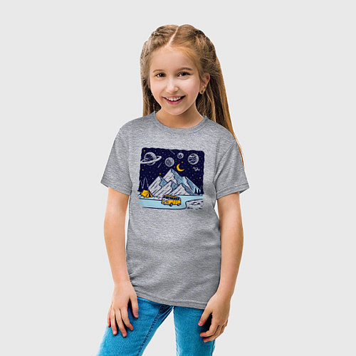 Детская футболка Космическая дорога в горах / Меланж – фото 4