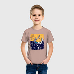 Футболка хлопковая детская Скелетик в море, цвет: пыльно-розовый — фото 2