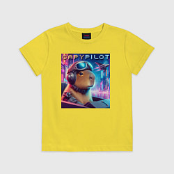 Детская футболка Capybara is a cool pilot - ai art fantasy