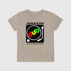 Футболка хлопковая детская Ямайская звуковая система, цвет: миндальный