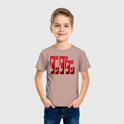 Футболка хлопковая детская Японское лого, цвет: пыльно-розовый — фото 2