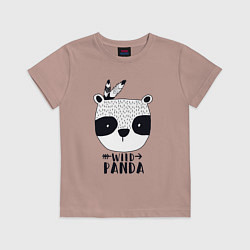 Футболка хлопковая детская Wild panda, цвет: пыльно-розовый