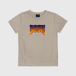 Футболка хлопковая детская Doom logotype, цвет: миндальный