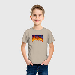 Футболка хлопковая детская Doom logotype, цвет: миндальный — фото 2