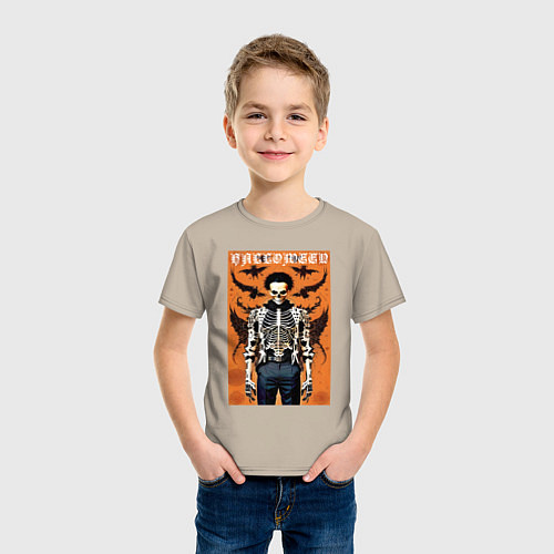 Детская футболка Cool skeleton - halloween poster / Миндальный – фото 3