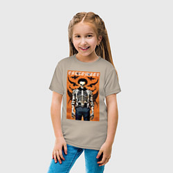 Футболка хлопковая детская Cool skeleton - halloween poster, цвет: миндальный — фото 2