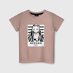 Футболка хлопковая детская Nezuko girl hunter one, цвет: пыльно-розовый