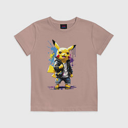 Футболка хлопковая детская Cool Pikachu - watercolor sketch, цвет: пыльно-розовый