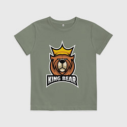 Футболка хлопковая детская Медведь король, цвет: авокадо