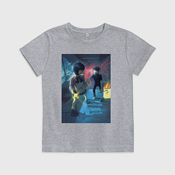 Футболка хлопковая детская Дандадан: Момо Аясэ, цвет: меланж