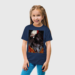 Футболка хлопковая детская Дандадан: Кэн Такакура, цвет: тёмно-синий — фото 2