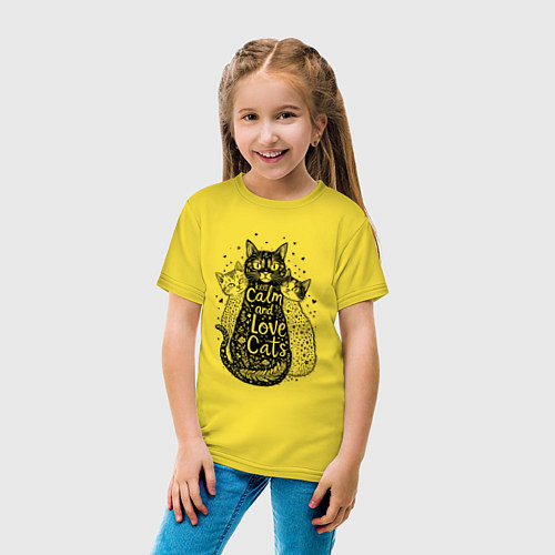 Детская футболка Keep calm and love cats / Желтый – фото 4