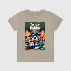 Футболка хлопковая детская Дог Корлеоне крёстный отец мафии, цвет: миндальный