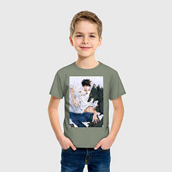 Футболка хлопковая детская Магическая битва Мэгуми Фусигуро арт, цвет: авокадо — фото 2
