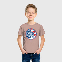 Футболка хлопковая детская USA flag New York, цвет: пыльно-розовый — фото 2