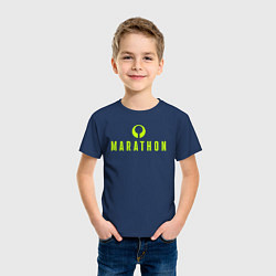 Футболка хлопковая детская Marathon logo, цвет: тёмно-синий — фото 2